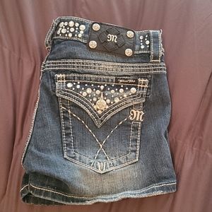 Rhinestone embellished Miss Me jean shorts